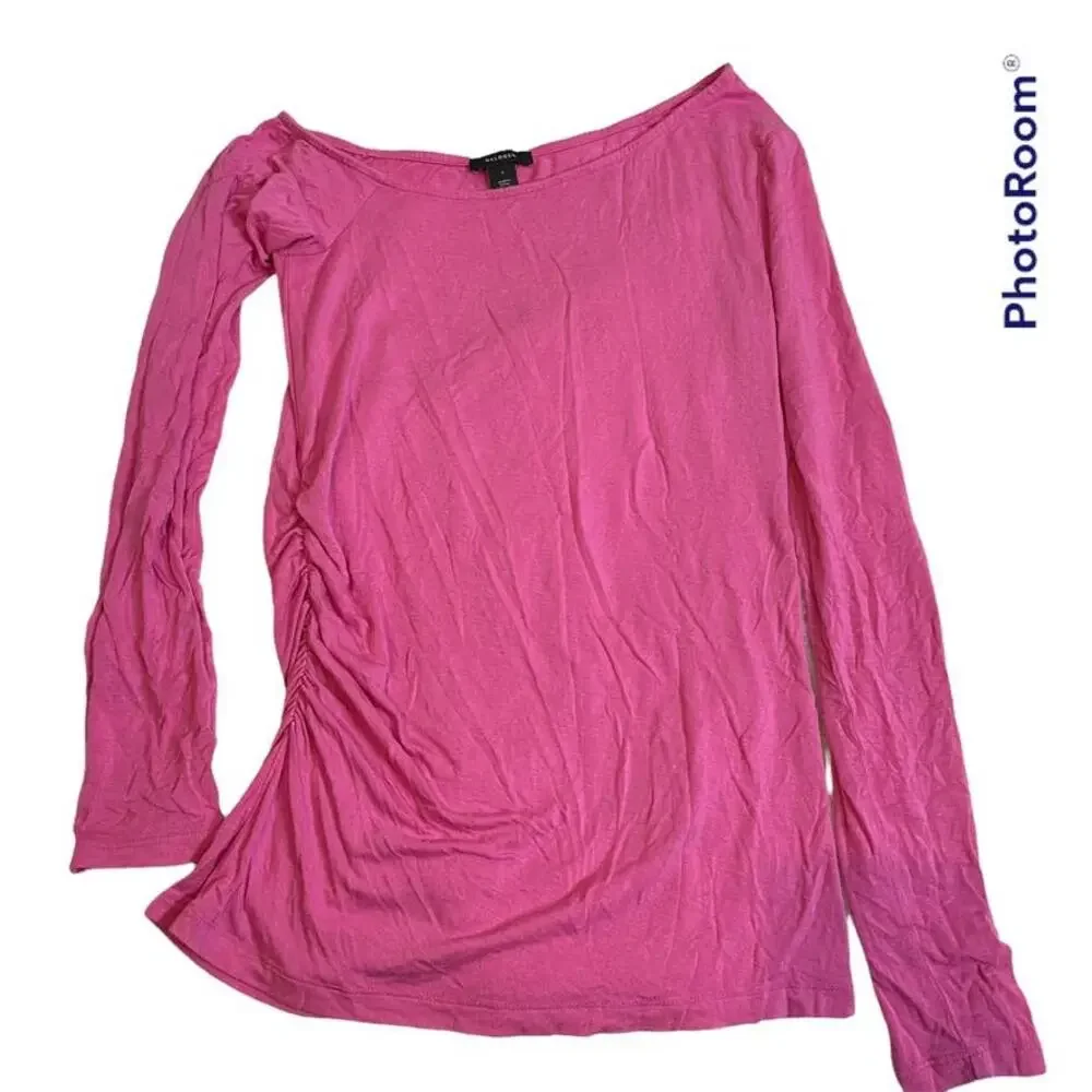 Halogen‎ Pink Off Shoulder Long Sleeve Ruched Bodycon Top Size Small